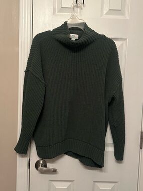 Dark Green Turtleneck Knit Sweater